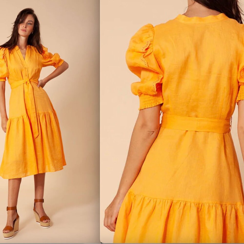 Halebob Colette Solid Linen Dress Size L - Picture 3 of 10